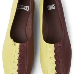 Camper Ballerinas " Casi Myra Twins " In Bordeaux / Gelb -camper shop camper ballerinas casi myra twins in bordeaux gelb 2