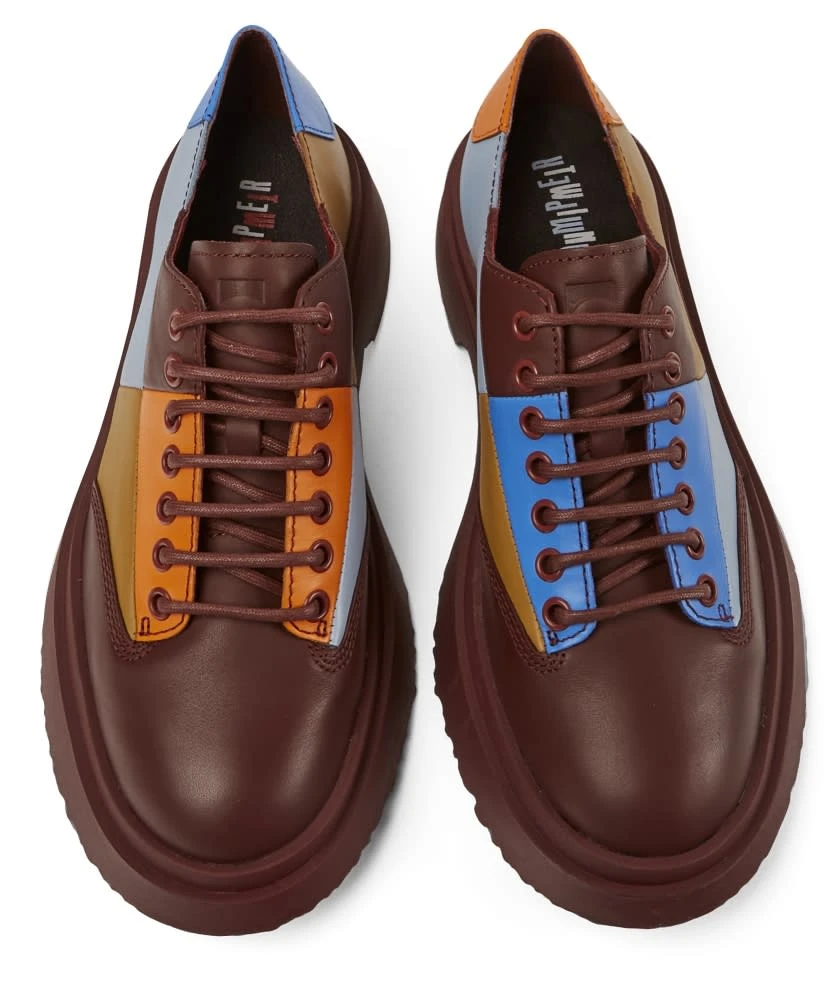 Camper Schnürschuhe " Walden " In Burgund / Hellblau 5 Camper Schnürschuhe " Walden " In Burgund / Hellblau – Bild 3